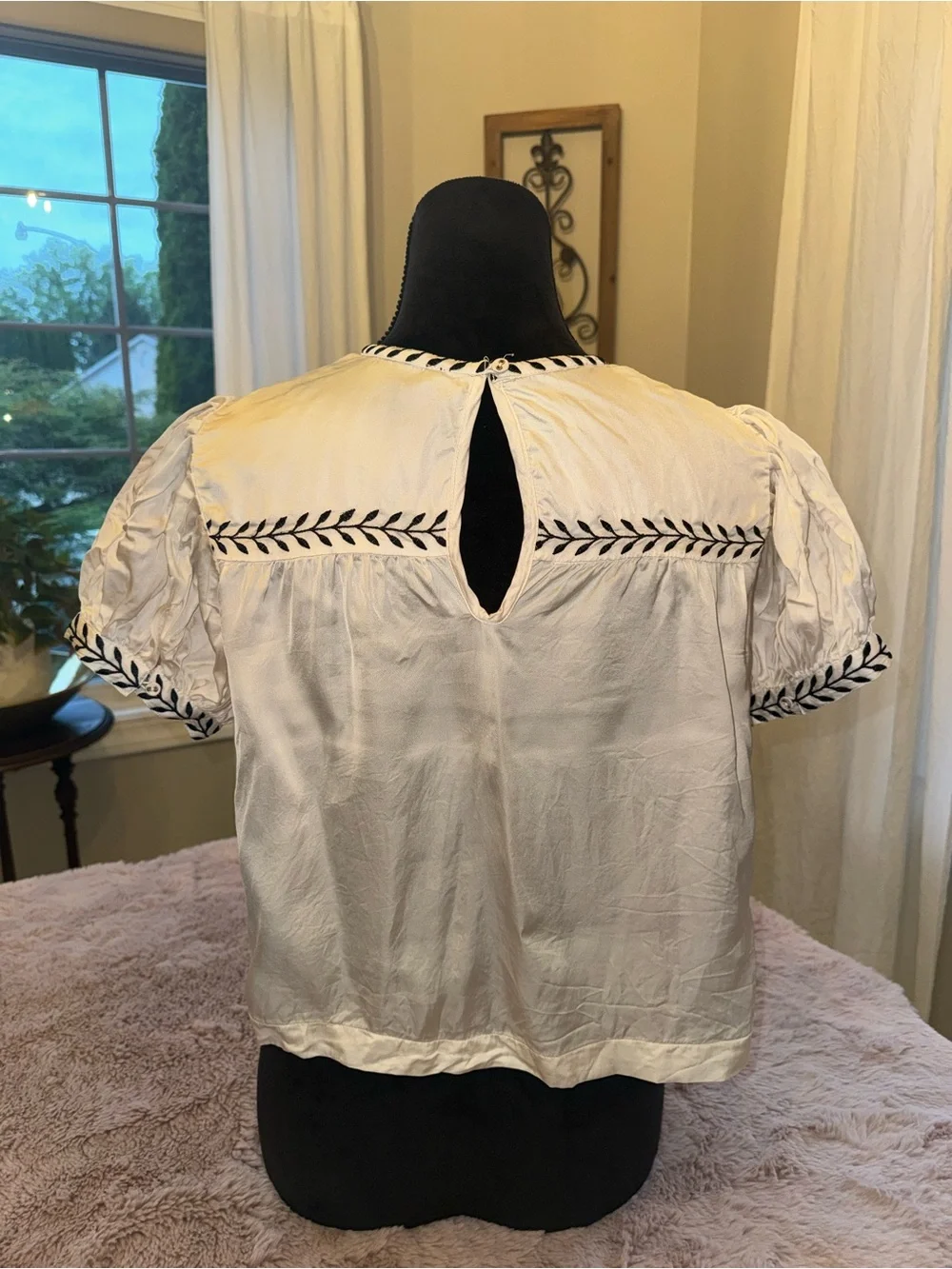 Anthropologie Embroidered Crop Blouse